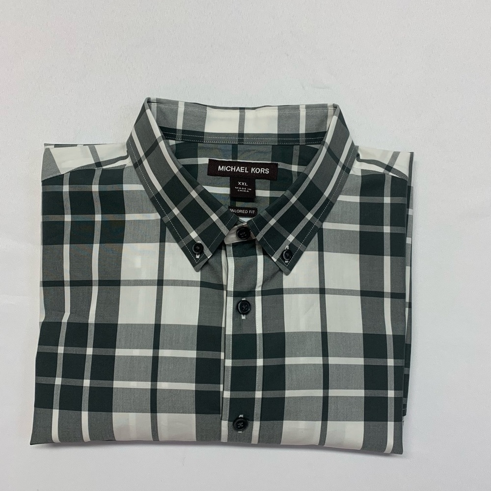Michael Kors green plaid long sleeve dress shirt size xxl